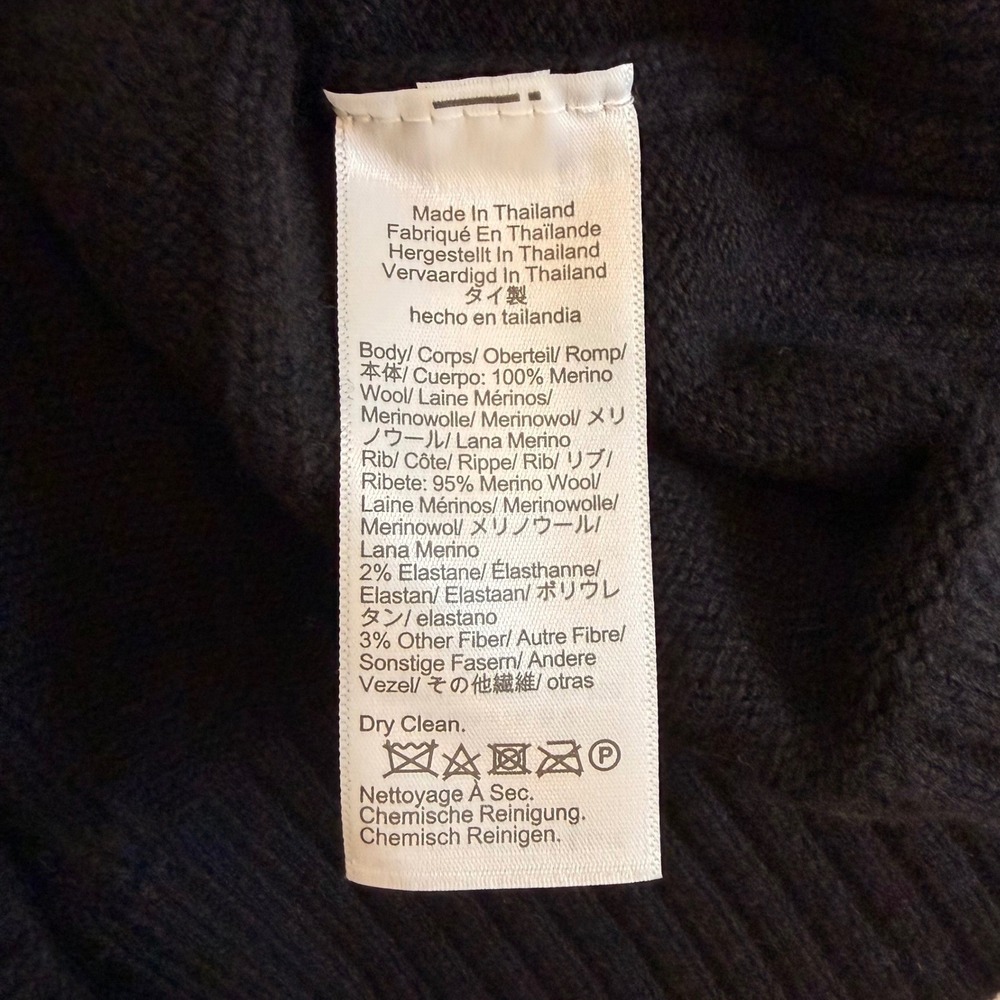 Madewell V Neck Pullover Sweater Merino Wool Cable Knit Trip Black NY444 XS NWT - Picture 12 of 12